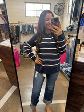 Load image into Gallery viewer, NAVY STRIPED SWEATER
