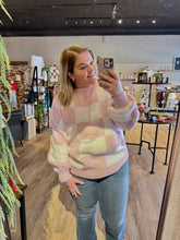 Load image into Gallery viewer, PINK AND WHITE CHECKERED SWEATER