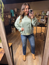 Load image into Gallery viewer, SMOKE GREEN FLOWER PULLOVER