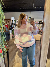 Load image into Gallery viewer, PINK AND WHITE CHECKERED SWEATER