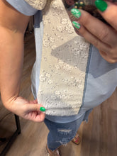 Load image into Gallery viewer, BRIDGERTON BLUE VINTAGE LACE TOP
