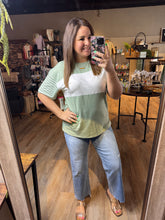 Load image into Gallery viewer, SAGE & STRIPES COLORBLOCK TOP