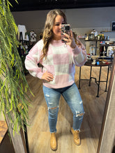 Load image into Gallery viewer, PINK AND WHITE CHECKERED SWEATER
