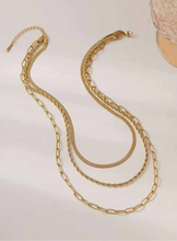 Load image into Gallery viewer, TRIPLE LUXE GOLD CHAIN NECKLACE