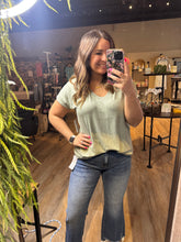 Load image into Gallery viewer, HEATHERED OLIVE VNECK TEE