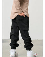 Load image into Gallery viewer, BLACK COTTON TWILL JOGGERS