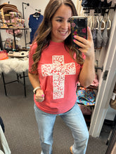 Load image into Gallery viewer, CORAL LACE CROSS GRAPHIC TEE