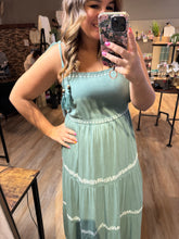 Load image into Gallery viewer, TEAL EMBROIDERED MAXI DRESS