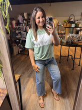 Load image into Gallery viewer, SAGE & STRIPES COLORBLOCK TOP
