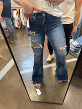 Load image into Gallery viewer, VERVET KHOLE HIGH RISE DISTRESSED FLARE JEANS