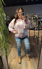 Load image into Gallery viewer, PINK AND WHITE CHECKERED SWEATER