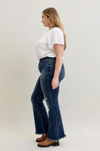 Load image into Gallery viewer, JUDY BLUE JESSIE DARK-WASH MID RISE DISTRESSED FLARE