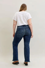 Load image into Gallery viewer, JUDY BLUE JESSIE DARK-WASH MID RISE DISTRESSED FLARE
