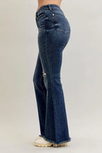 Load image into Gallery viewer, JUDY BLUE JESSIE DARK-WASH MID RISE DISTRESSED FLARE