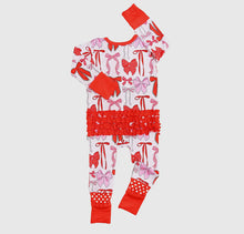 Load image into Gallery viewer, ROSIE BOW RUFFLE ROMPER