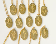 Load image into Gallery viewer, BIRTH FLOWER ENGRAVED NECKLACE