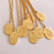 Load image into Gallery viewer, BIRTH FLOWER ENGRAVED NECKLACE
