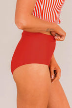 Load image into Gallery viewer, SANDY SHORES HIGH-RISE RED SWIM BOTTOMS
