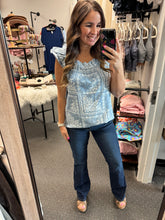 Load image into Gallery viewer, BLUE MEADOW RUFFLE TOP
