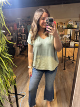 Load image into Gallery viewer, HEATHERED OLIVE VNECK TEE
