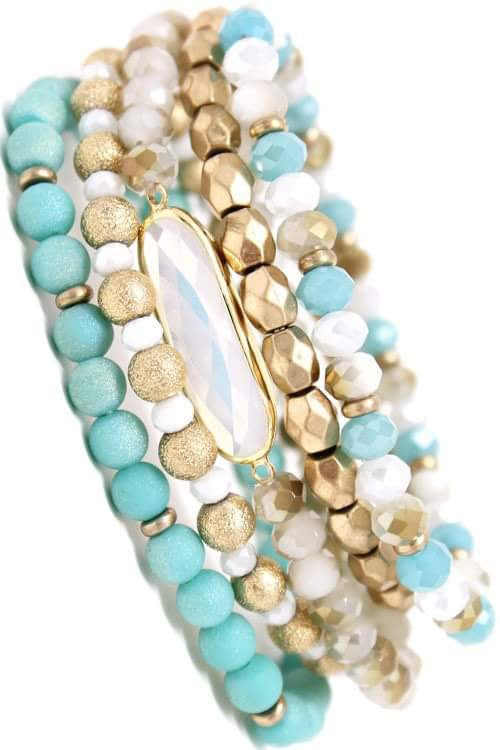 TURQUOISE AND GOLD BRACELET SET