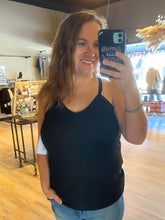 Load image into Gallery viewer, BLACK RIBBED RACER TANK
