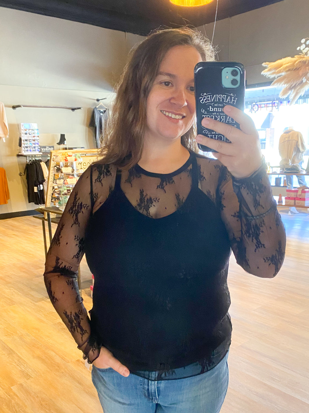 BLACK SHEER MESH TOP