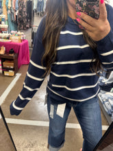 Load image into Gallery viewer, NAVY STRIPED SWEATER
