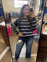 Load image into Gallery viewer, NAVY STRIPED SWEATER

