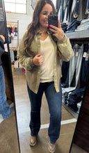 Load image into Gallery viewer, MOSS GREEN WAFFLE KNIT SHACKET
