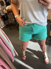 Load image into Gallery viewer, JUDY BLUE AQUAMARINE FRAY HEM SHORTS
