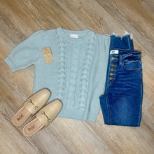 Load image into Gallery viewer, SEAFOAM CHUNKY CABLE KNIT TOP
