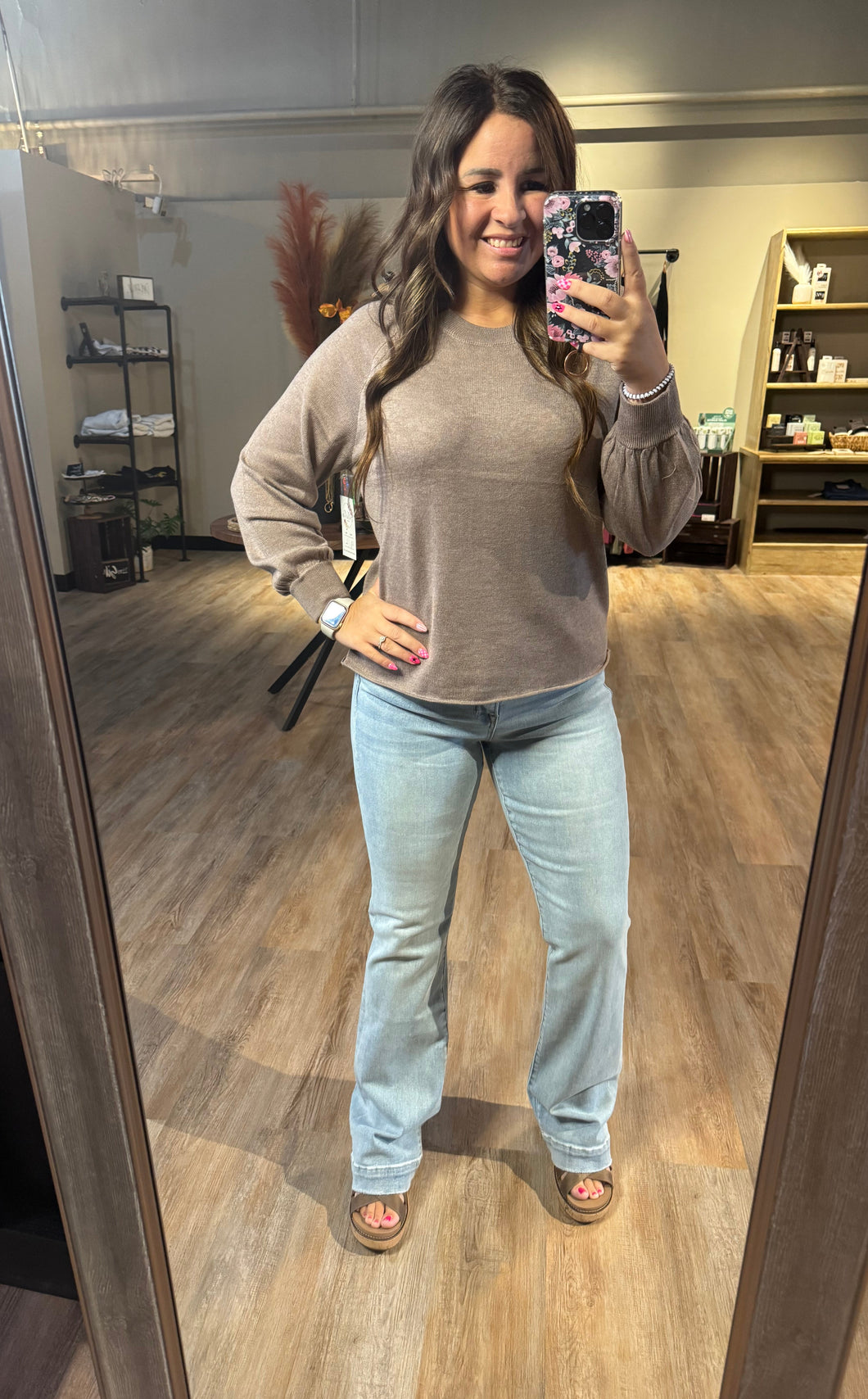 MOCHA LONG SLEEVE TOP