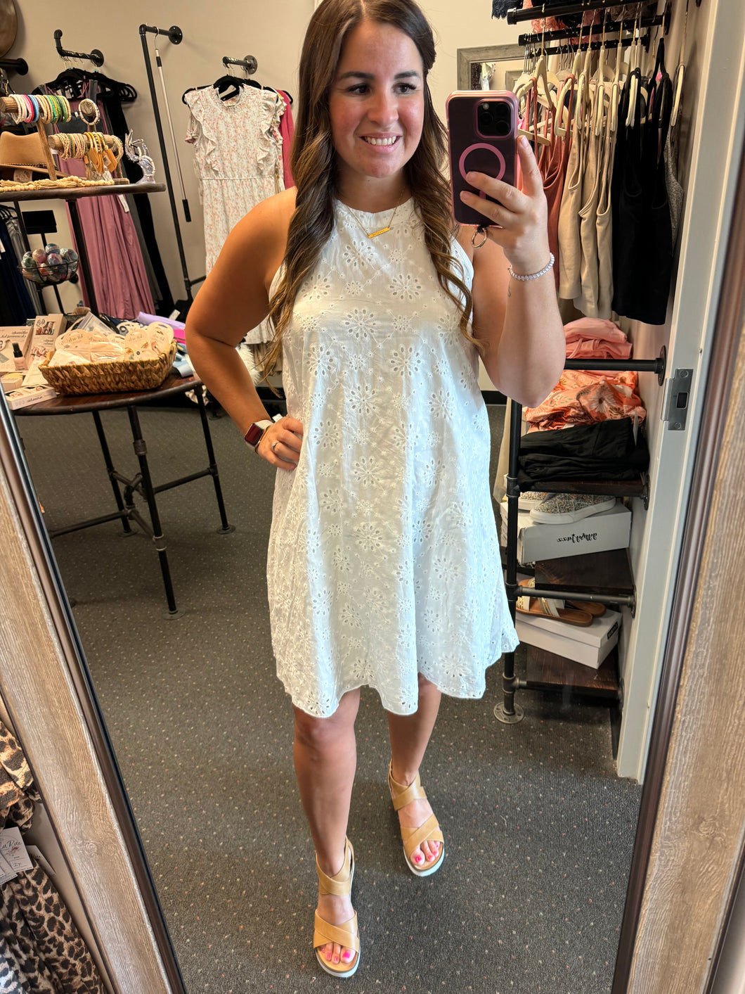 WHITE EYELET DRESS