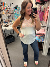 Load image into Gallery viewer, FLORAL COLORED BLOCK TANK TOP
