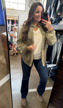 Load image into Gallery viewer, MOSS GREEN WAFFLE KNIT SHACKET
