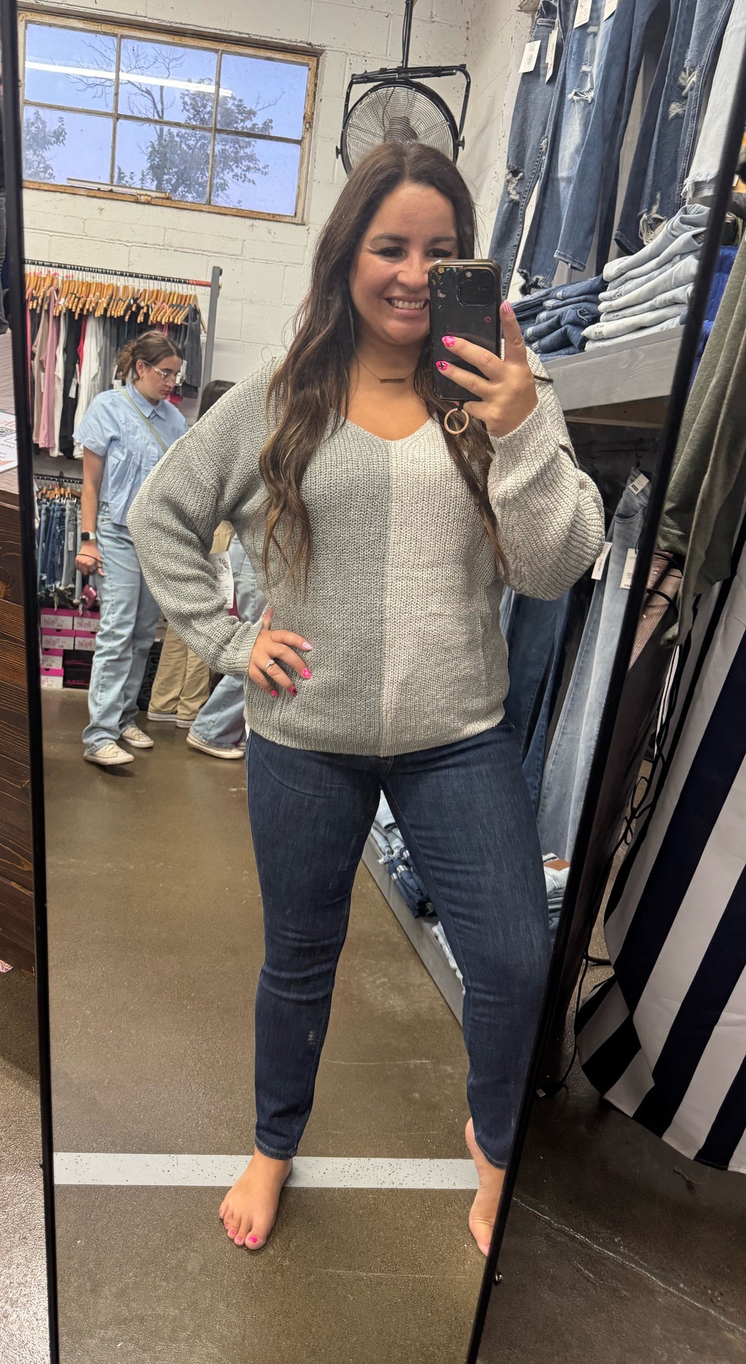 GREY VNECK SWEATER