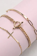 Load image into Gallery viewer, GOLD TRIO CROSS BRACELET SET
