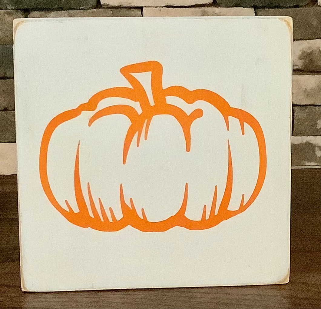 WHITE WITH ORANGE PUMPKIN SIGN