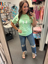Load image into Gallery viewer, MINT SMILEY FACE GRAPHIC TEE
