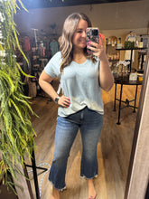 Load image into Gallery viewer, HEATHERED BLUE VNECK TEE
