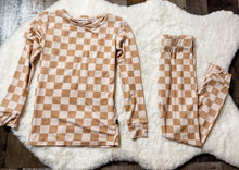 Load image into Gallery viewer, PINK AND TAN CHECKERED PJ SET
