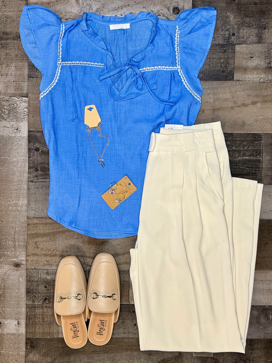 BLUE BREEZE RUFFLE BLOUSE
