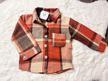 Load image into Gallery viewer, ORANGE AND BROWN PLAID BOYS SHACKET
