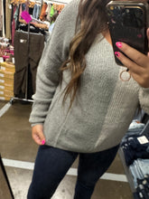 Load image into Gallery viewer, GREY VNECK SWEATER
