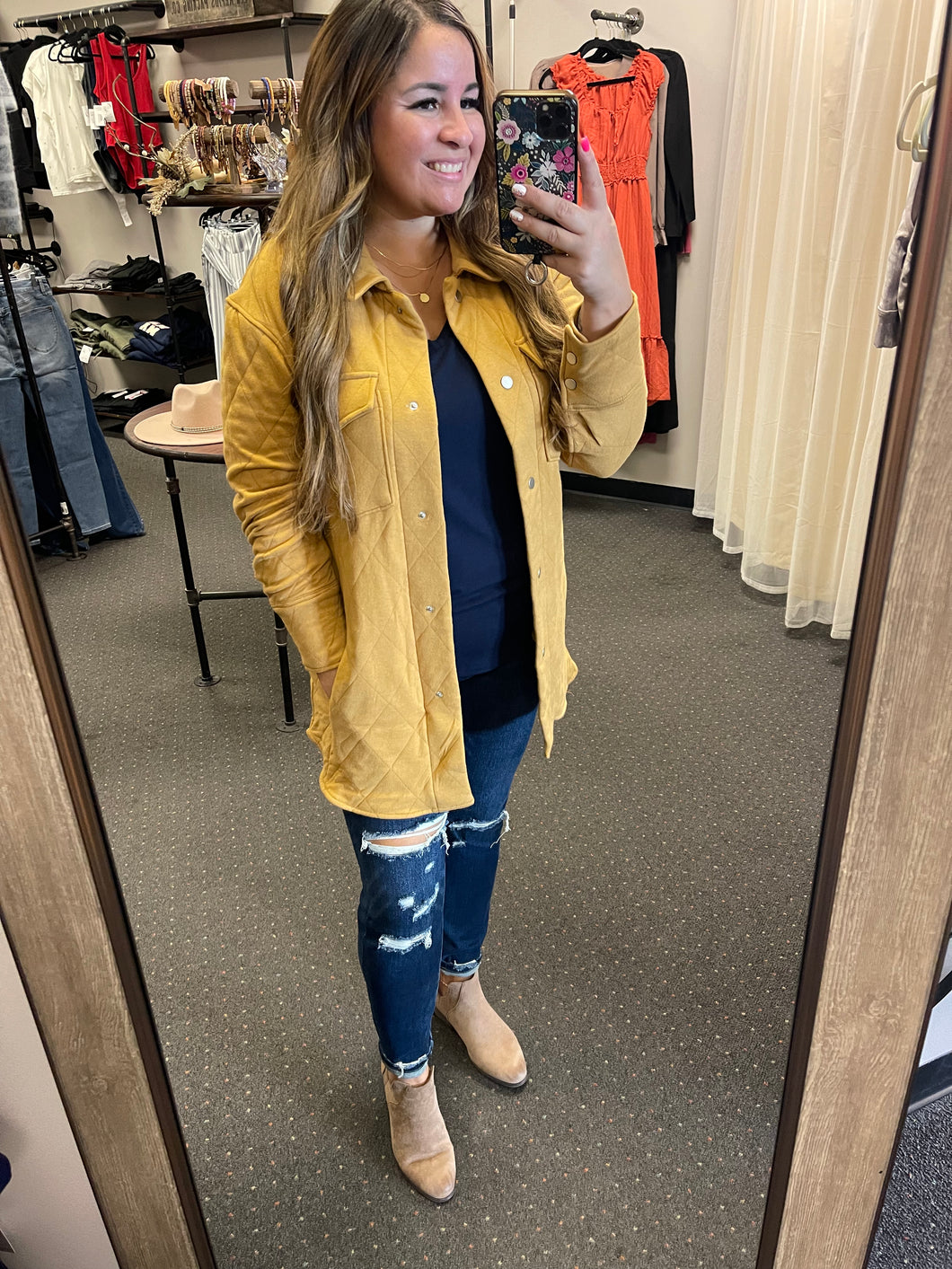 MUSTARD QUILTED SHACKET
