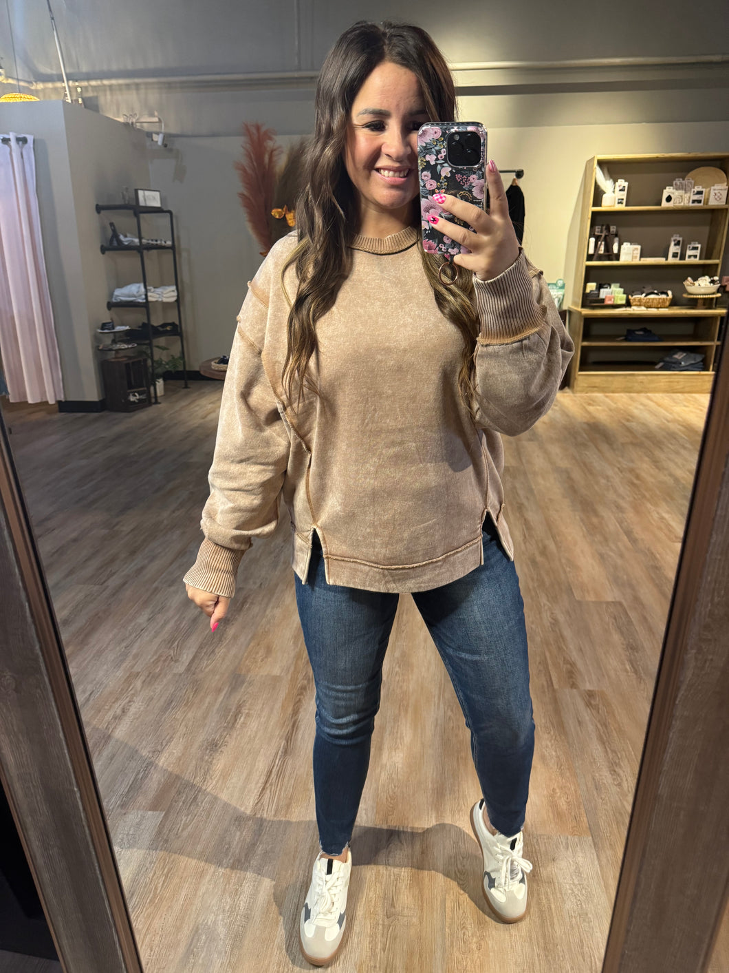 BECKY DEEP CARMEL PULLOVER