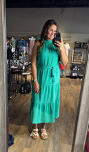 Load image into Gallery viewer, PALM BREEZE HALTER NECK MIDI DRESS
