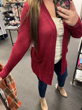Load image into Gallery viewer, BURGUNDY WAFFLE KNIT CARDIGAN
