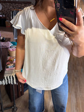 Load image into Gallery viewer, CREAM RUFFLE SLEEVE BLOUSE
